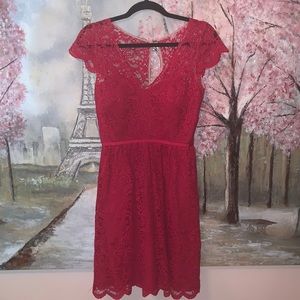 JENNY YOO Bridgitte Cap Sleeve Lace Pink Dress sz 6 EUC